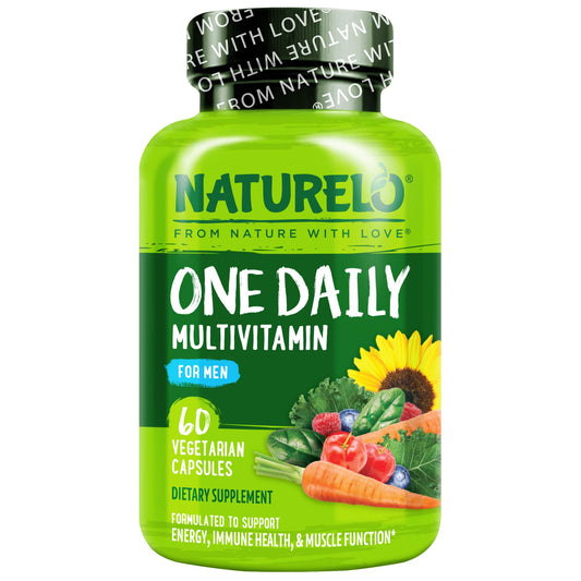 NATURELO Mens Multivitamins - One Daily Multivitamin for Men with Vitamins, Minerals & Organic Whole Foods, Boost Energy & Health, Non-GMO, 120 Vegetarian Capsules