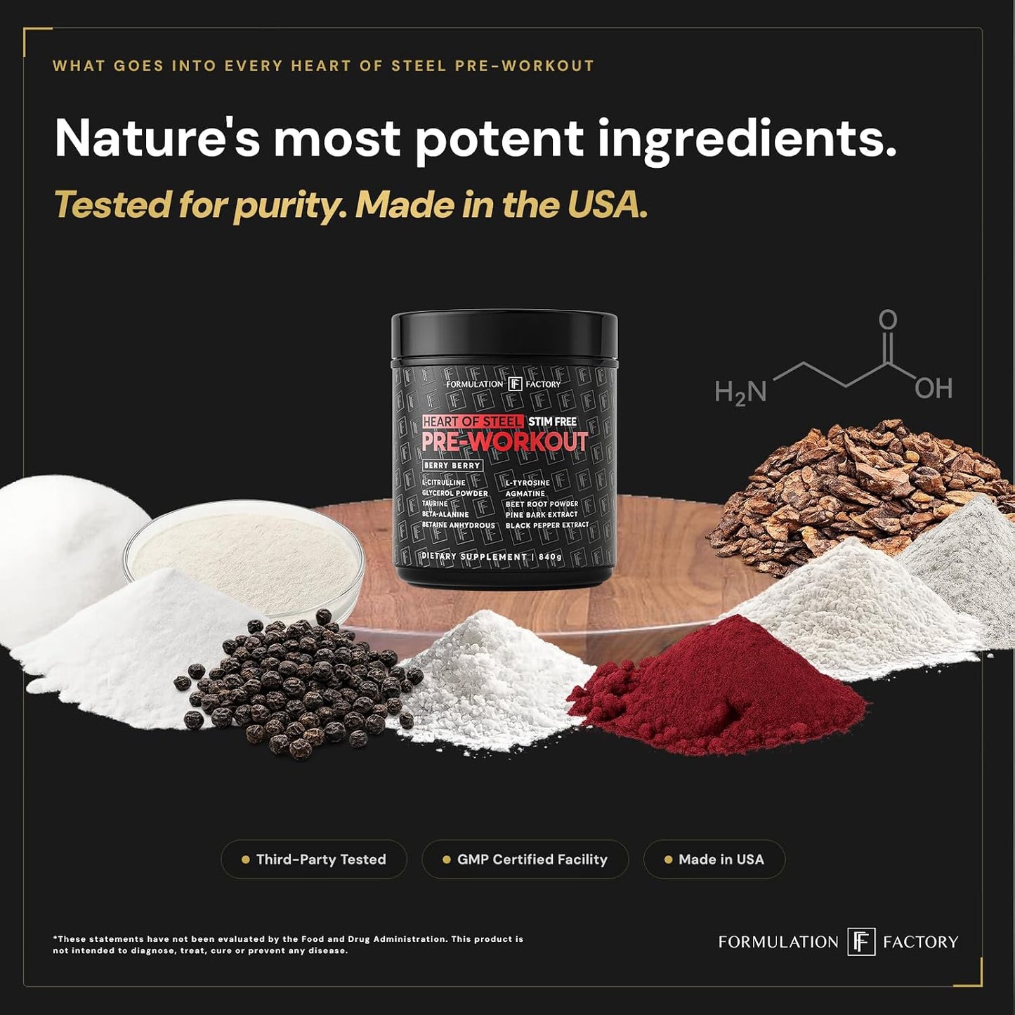 Formulation Factory Heart of Steel Nitric Oxide Supplements for Men & Women, Nitric Oxide Booster for Blood Flow & Circulation with L-Citrulline 1000mg, L-Arginine, CoQ10 & Resveratrol - 120 Capsules