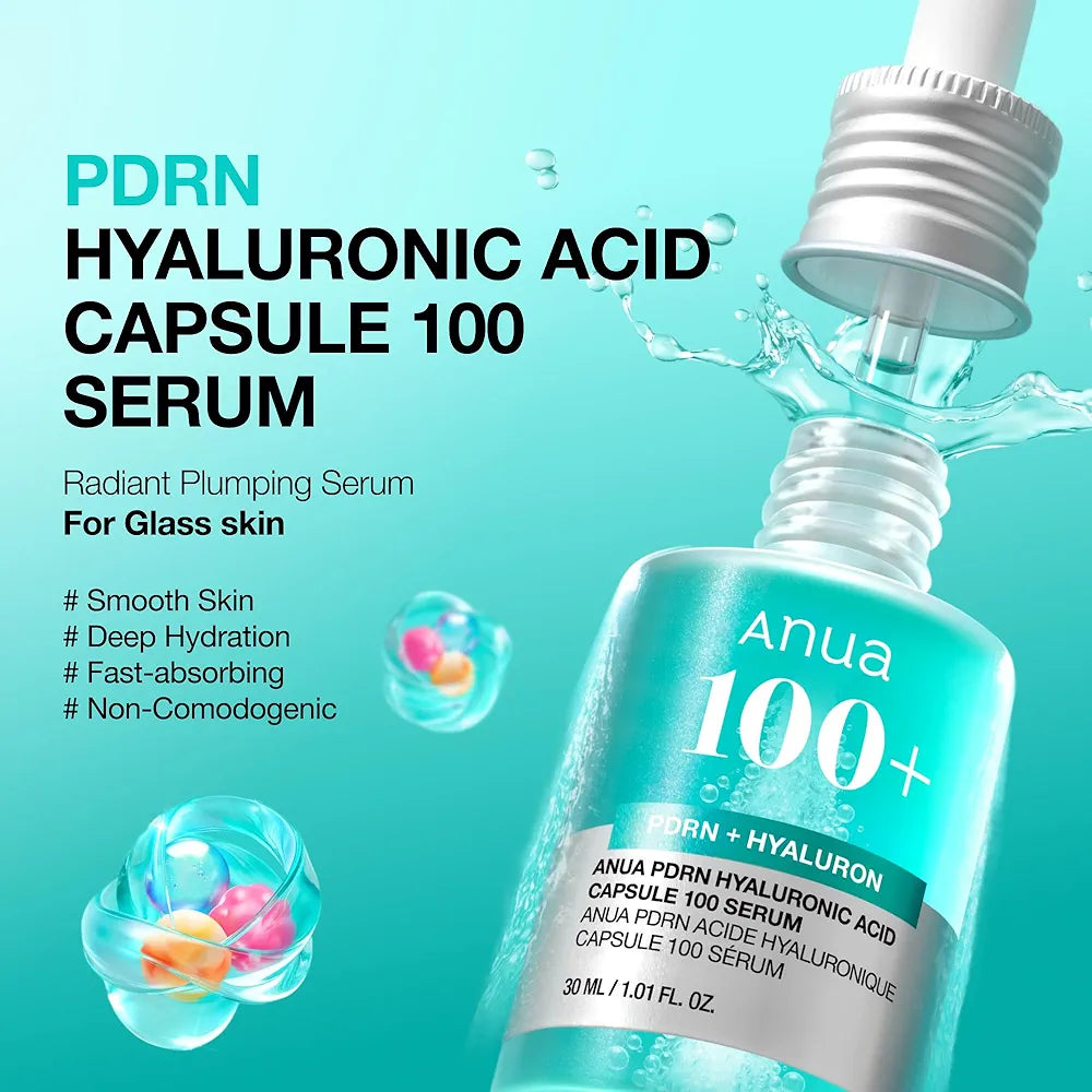 Anua PDRN Hyaluronic Acid Capsule 100 Serum - Salmon DNA Hydrating & Plumping Korean Skincare, 1.01 fl. oz