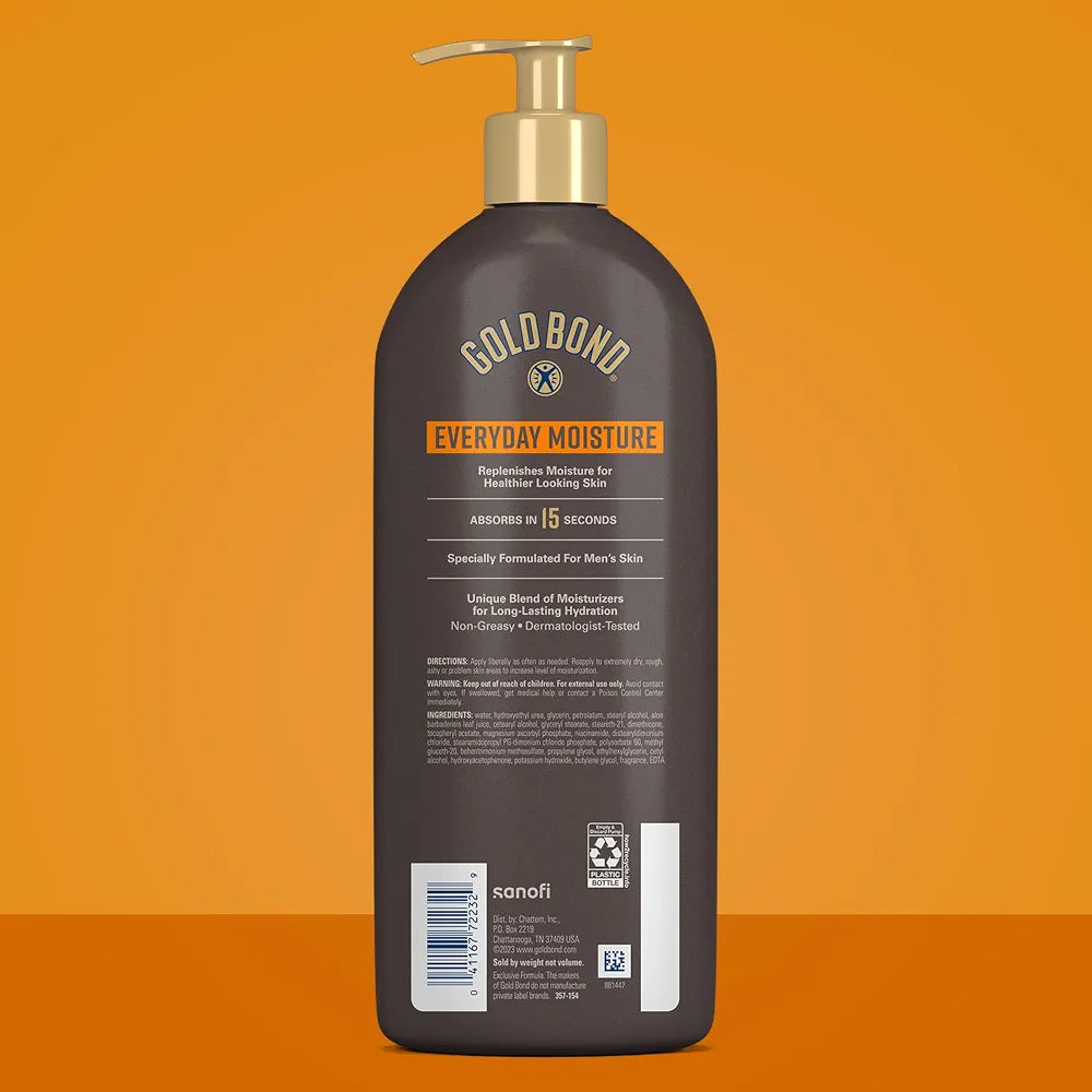 Gold Bond Men's Essentials Everyday Moisture Daily Body & Hand Lotion with Vitamin C, 24 oz.