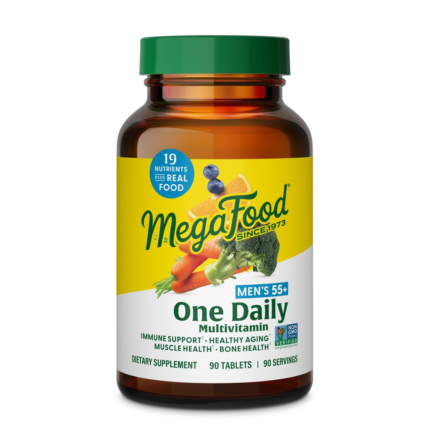 MegaFood Multivitamin for Men 55+ One Daily Mens Multivitamins, Methylated B12, Vitamin D3, C & Zinc - Healthy Aging, Bone & Muscle Health & Immune Support - Vegetarian - 120 Tablets