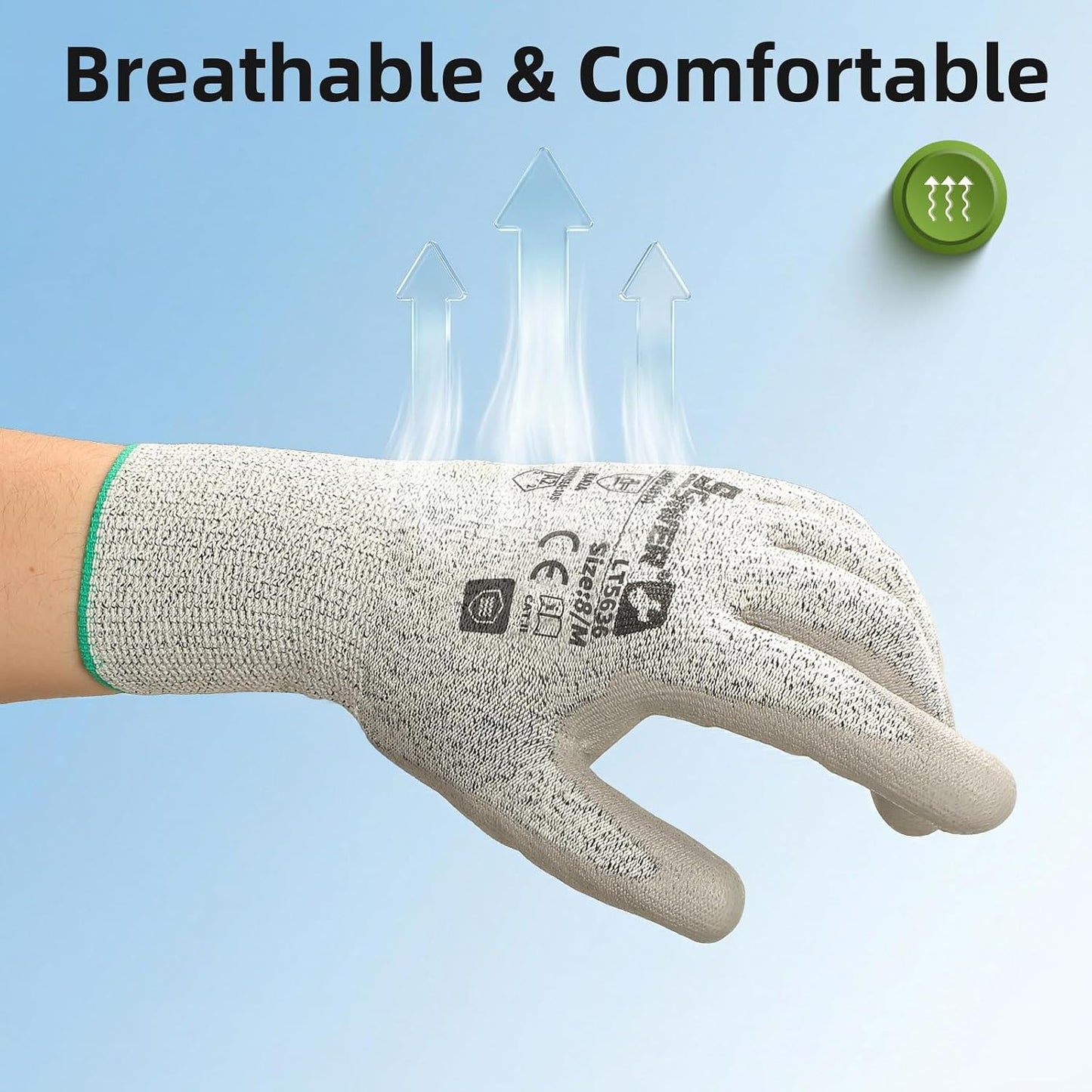 Schwer 6 Pairs A2 Cut Resistant Work Gloves, Ultra Durable, LT5636, L | Certified to Level 6 Abrasion, Enhanced Safety, Strong Grip, 3D-Comfort, Breathable, Flexible, Construction, Garden, Mechanic