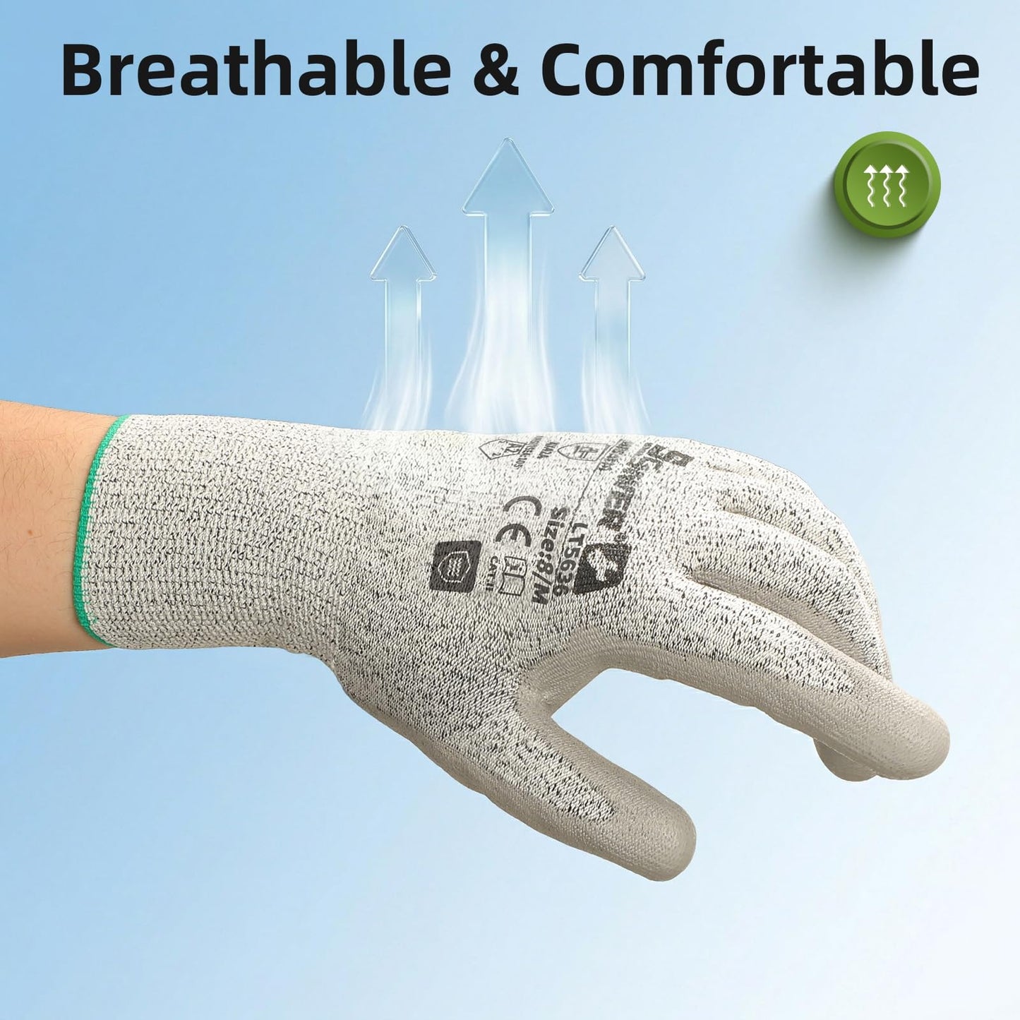 Schwer 6 Pairs A2 Cut Resistant Work Gloves, Ultra Durable, LT5636, L | Certified to Level 6 Abrasion, Enhanced Safety, Strong Grip, 3D-Comfort, Breathable, Flexible, Construction, Garden, Mechanic