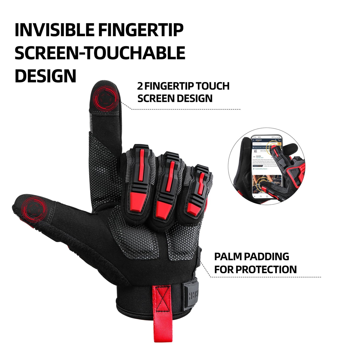 DULFINE Flex Grip Mechanic 1 Pair Pack Work Gloves for Women Pink M | Fit-Padded Knuckles & Palm, Touch Screen, Flexible, Breathable, Ideal for Gardening Yardwork Warehouse