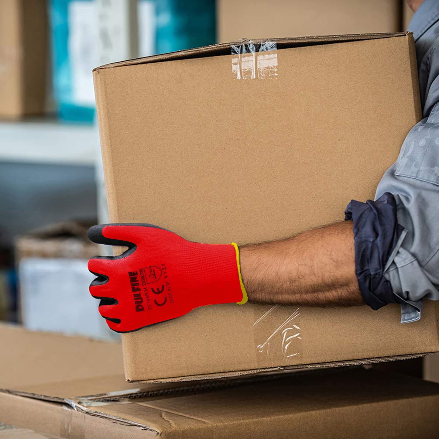 DULFINE Safety Work Gloves for Men & Women, PU Coated Seamless Knit Grip