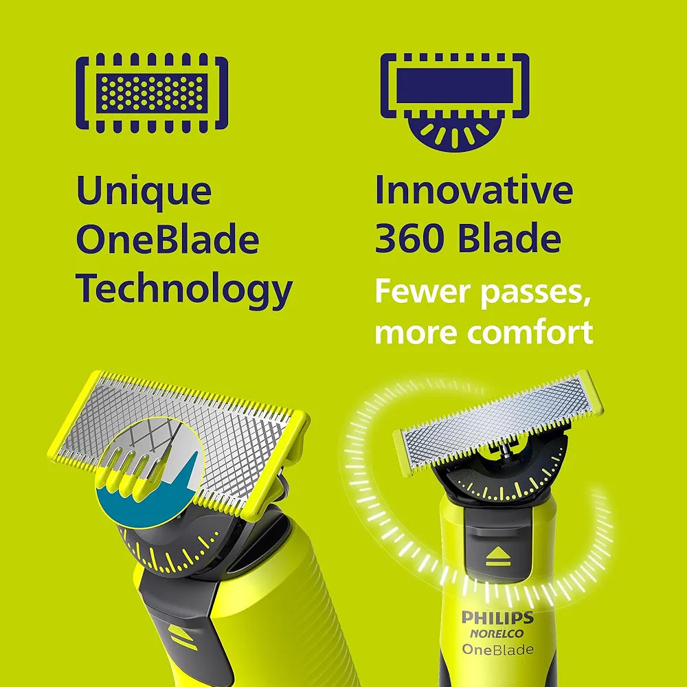 Philips Norelco OneBlade 360 Hybrid Electric Beard Trimmer and Shaver with Connectivity, 360 Blade Technology, and 5-in-1 Adjustable Comb (Model QP4530/90)