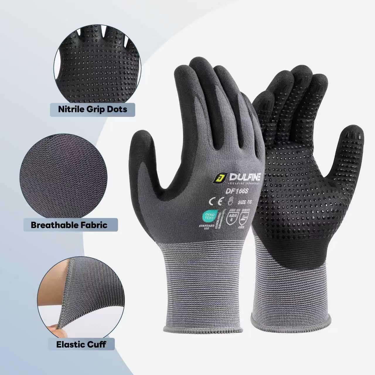 DULFINE MicroFoam Nitrile Coated 3/12/36 Pairs Work Gloves for Men & Women | Strong Grip, Touchscreen, Seamless Nylon Knit, Ideal for General Purpose, Automotive, Home Improvement, Painting