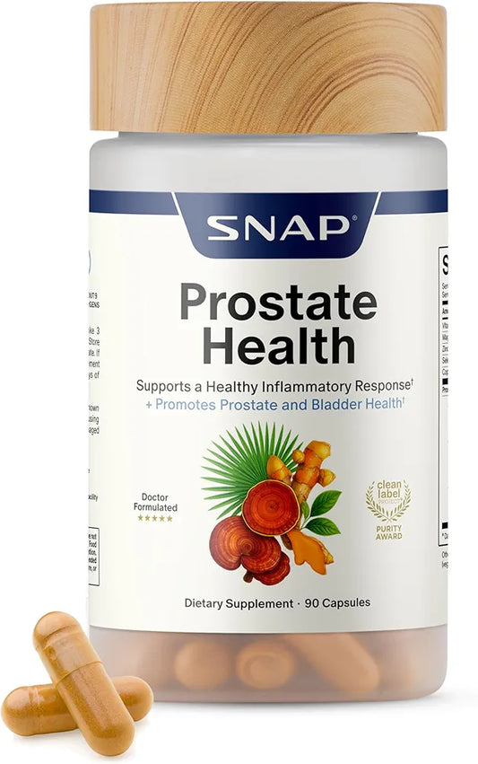 Snap Supplements Prostate Health Supplements for Men, Supports Urinary Tone and Healthy DHT Balance with Saw Palmetto for Men, Stinging Nettle, Beta-Sitosterol, 90 Capsules 
