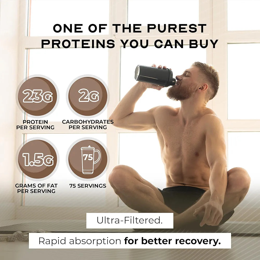 Muscle Feast 100% Grass Fed Whey Protein Powder, All Natural Hormone Free Paure Raised Whey Protein Powder for Women & Men- Whey Concentrate, Isolate & Hydrolyzed Protein Powder Blend - Chocolate, 5lb
