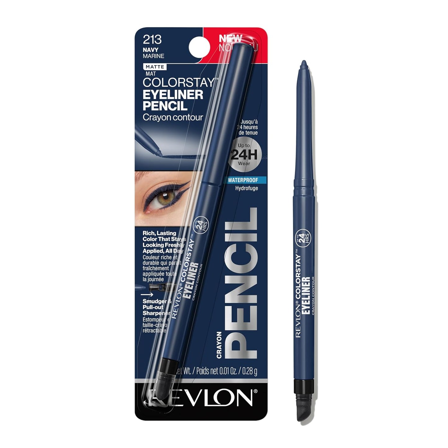 Revlon ColorStay Pencil Waterproof Eyeliner, Smudge-Proof, Eye Makeup with Built-In Sharpener, Long-Lasting, Matte Finish, 202 Black Brown, 0.01 oz | Waterproof pencil eyeliner with built-in sharpener. Smudge-proof, long-lasting, intense matte color.