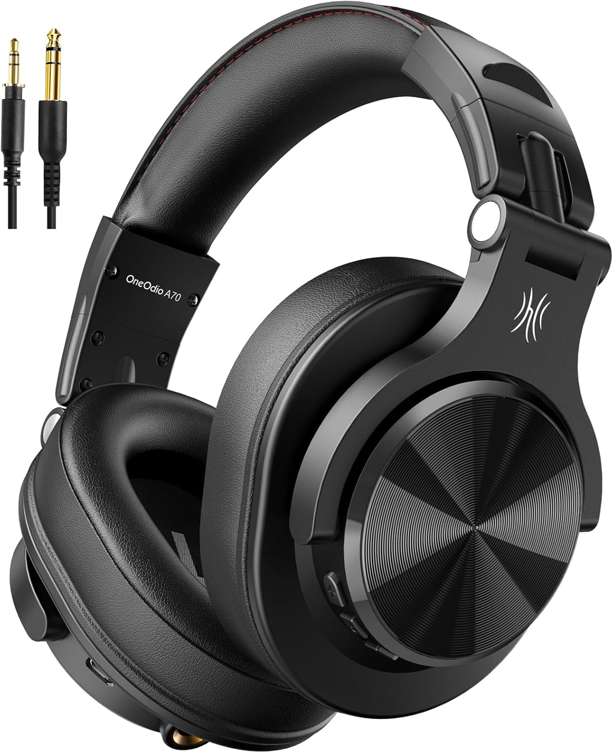 OneOdio A70 Bluetooth Over-Ear Headphones, Hi-Res Wired DJ Studio - Black | Wireless over-ear headphones with 72H playtime, 3.5mm/6.35mm wired jacks for studio monitoring, mixing, guitar, amp and PC