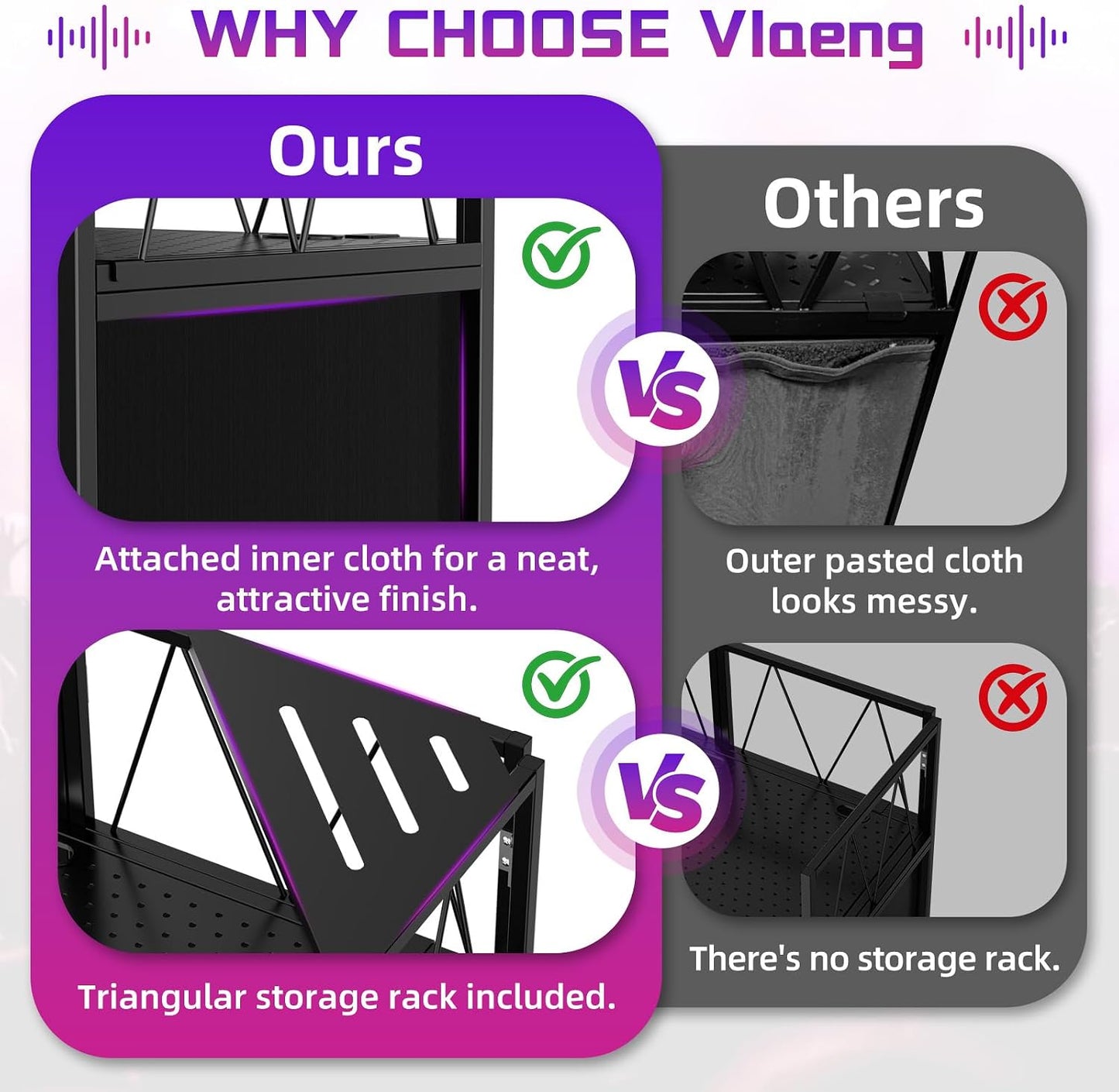 Portable DJ Booth Facade Stand, DJ Table Stand, DJ Facade Booth with White & Black Scrims, Includes Carry Bag & Two Top Corners Table, Tool-Free Setup, for Parties, Events, Studios (40"L x 20"W)