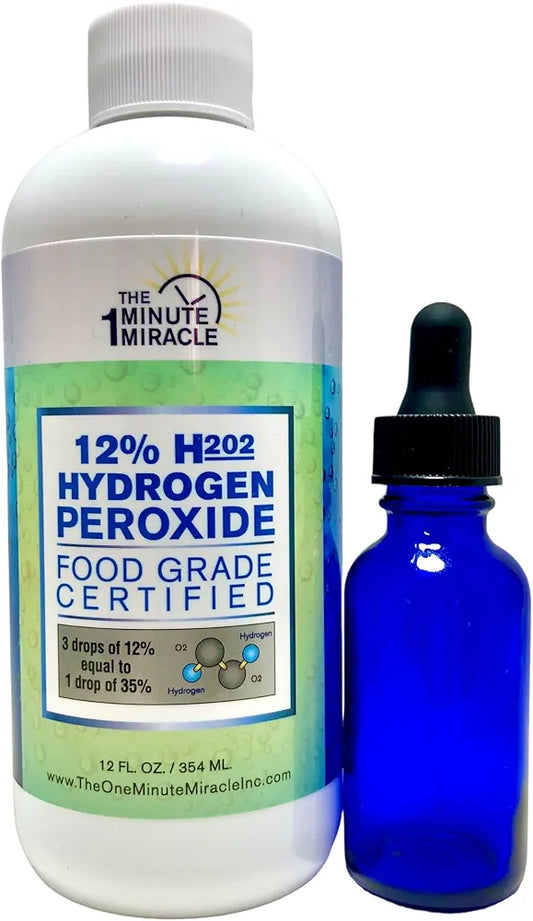 12% Hydrogen Peroxide Medical Food Grade - 12 oz Bottle - Recommended By The One Minute Cure Book. Our Brand OMM is the Choice By Professional, Alternative Medicine, and Homeopathic Communities.