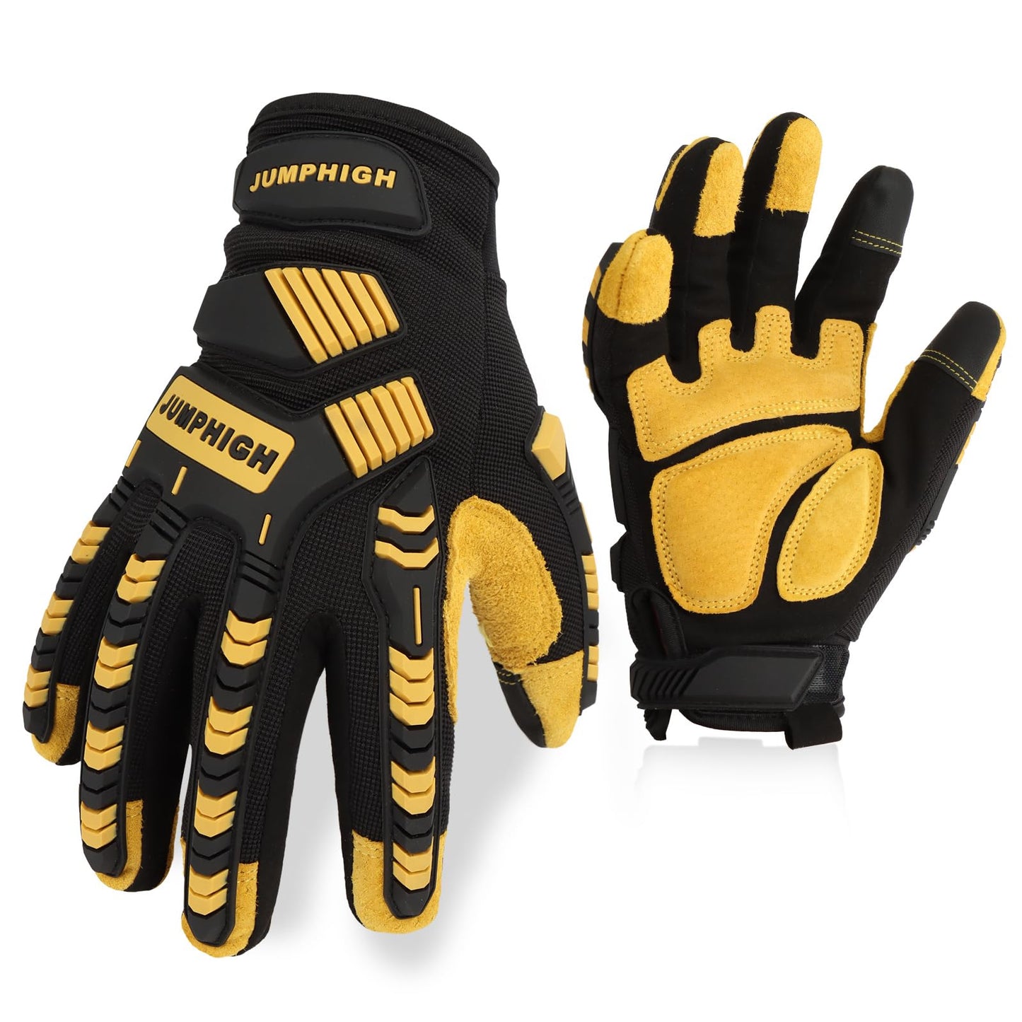 Safety Work Gloves, Men's Utility Mechanic Working Gloves for All Purpose, Touchscreen Compatible, Flexible Breathable Fit, Knuckles & Palm (M)