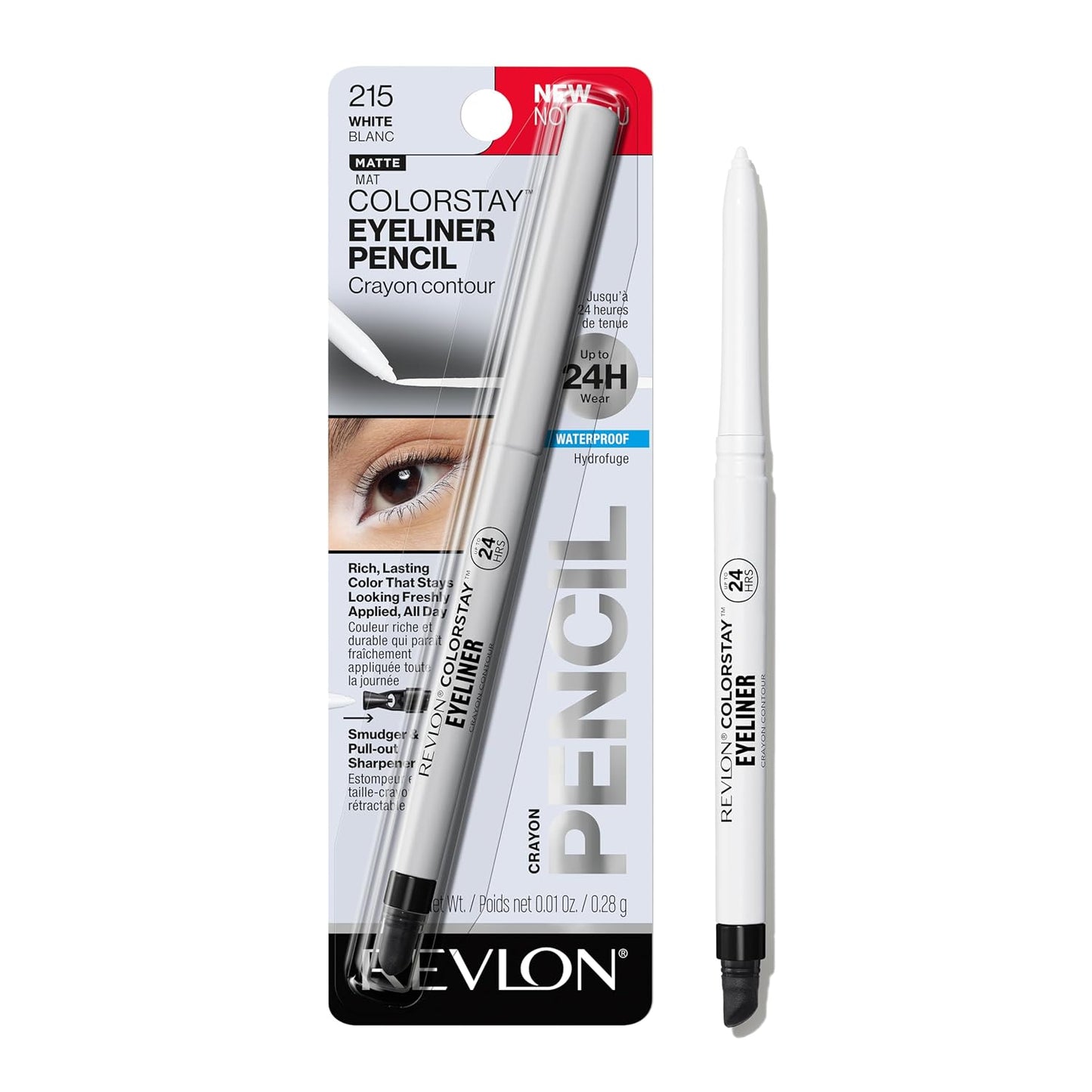 Revlon ColorStay Pencil Waterproof Eyeliner, Smudge-Proof, Eye Makeup with Built-In Sharpener, Long-Lasting, Matte Finish, 202 Black Brown, 0.01 oz | Waterproof pencil eyeliner with built-in sharpener. Smudge-proof, long-lasting, intense matte color.