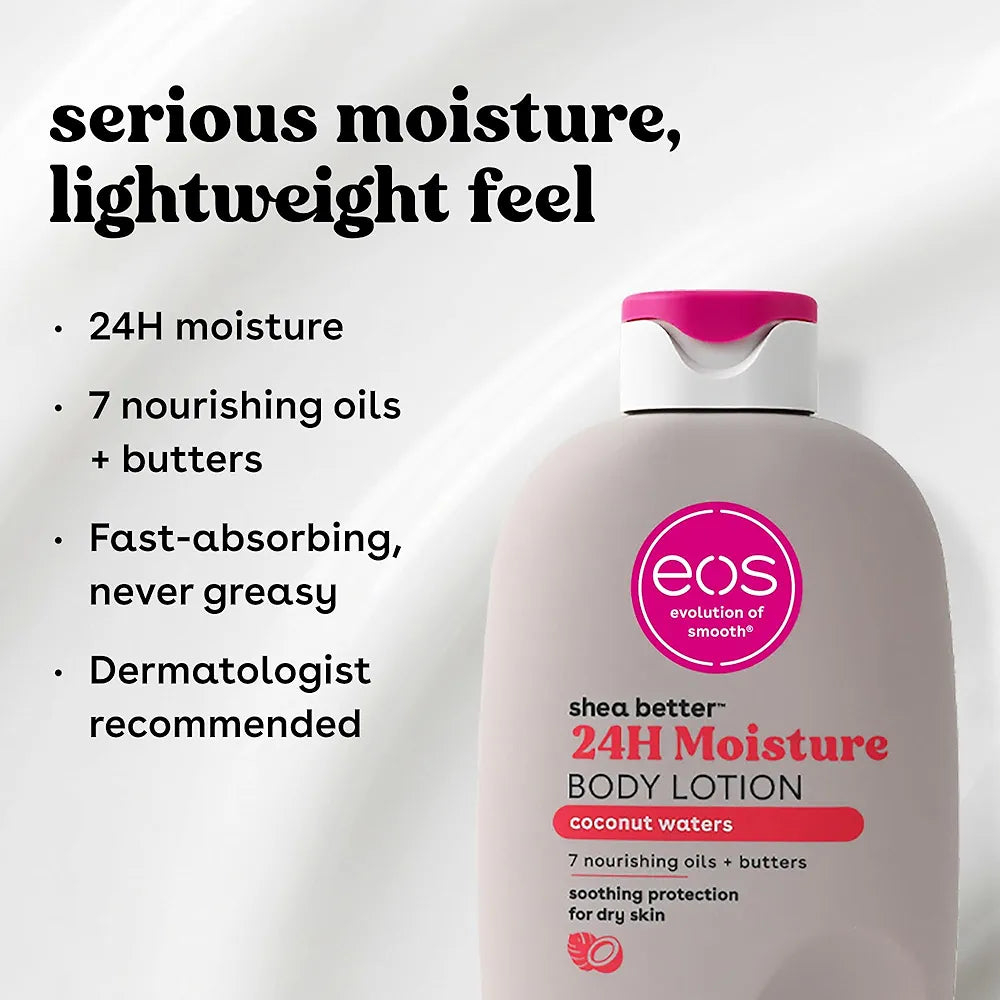 eos Shea Better Coconut Waters Body Lotion - 24-Hour Hydrating, Lightweight, Vegan Skin Care - 16 fl oz