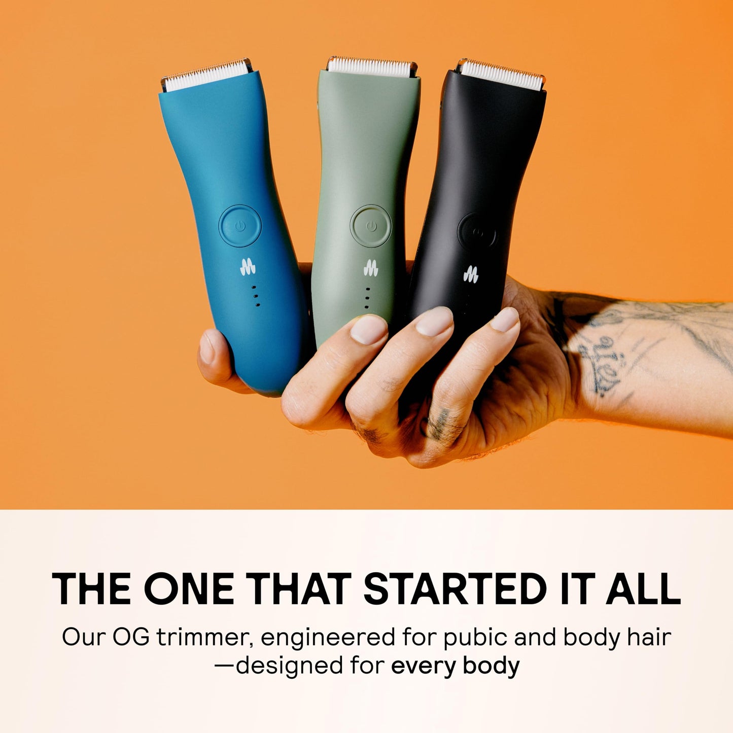 MERIDIAN The Trimmer Original | Body Hair Trimmer for Men & Women | Sage | Rechargeable and Waterproof Shaver for Pubic Area, Chest, Back, Underarms and Bikini Line, with 2 Guide Combs Included
