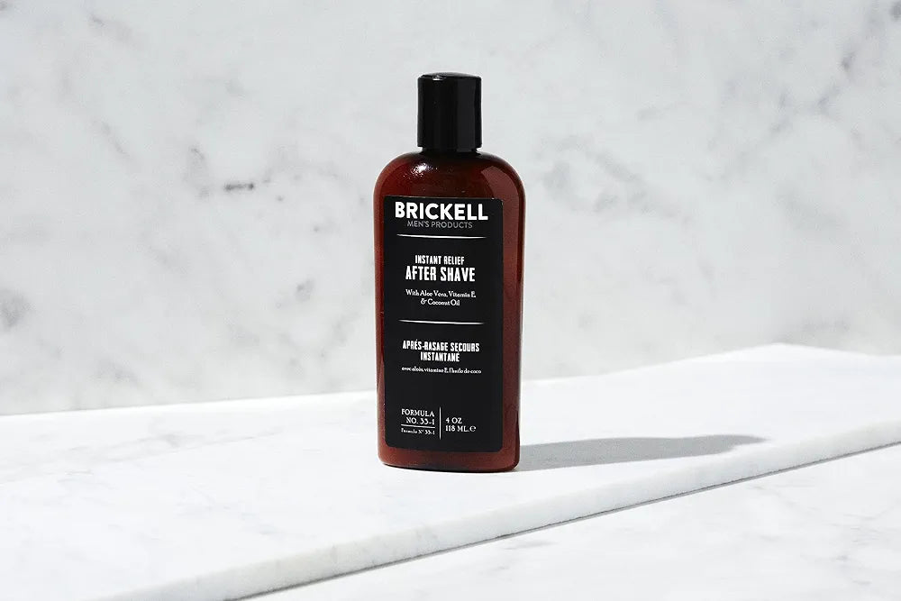 Brickell Men's Instant Relief Aftershave Balm - Soothing Aloe, Vitamin E & Hyaluronic Acid Formula for Razor Burn Prevention, 4 oz
