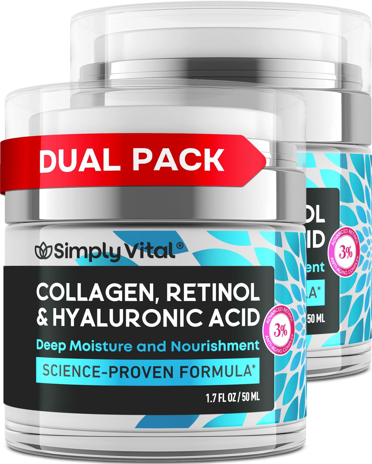 Anti-Aging Face Moisturizer with Retinol, Collagen & Hyaluronic Acid - Moisturizer Face Cream for Women & Men - Visibly Firming & Hydrating Neck Cream - Day & Night Skin Care - 1.7 fl oz