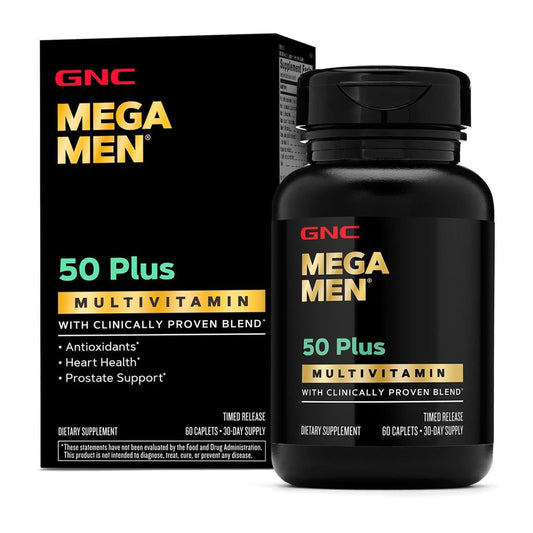 GNC Mega Men 50 Plus Multivitamin for Men | Antioxidants | Heart Health | Prostate and Circulatory Support | 120 Count