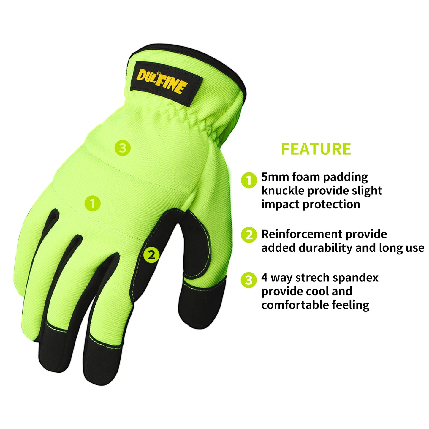 DULFINE Flex Grip Mechanic 1 Pair Pack Work Gloves for Women Pink M | Fit-Padded Knuckles & Palm, Touch Screen, Flexible, Breathable, Ideal for Gardening Yardwork Warehouse