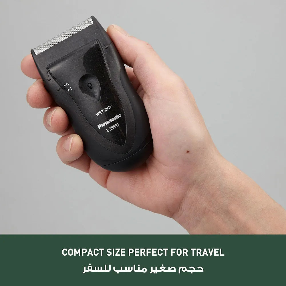 Panasonic ES3831K Electric Shaver for Men, Cordless Wet & Dry Lightweight Razor with Ergonomic Grip, Black