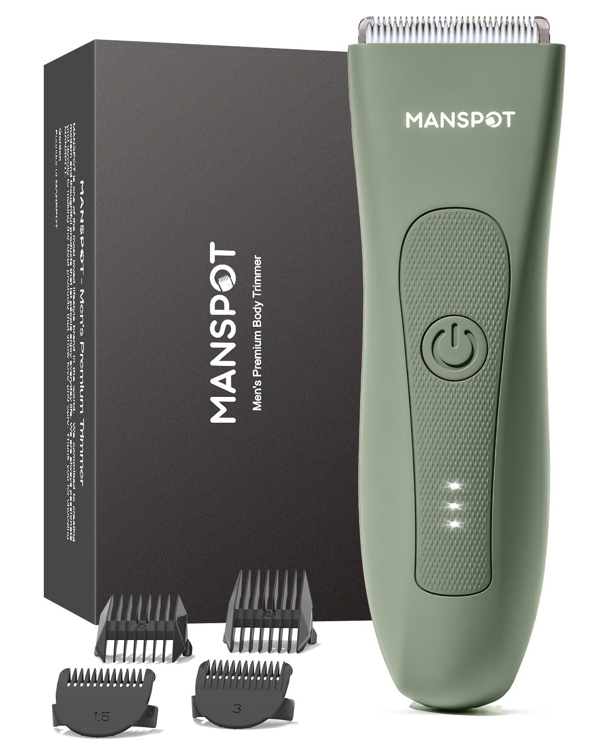 MANSPOT Manscape Groin & Body Hair Trimmer for Men, Electric Pubic Shaver | Replaceable Ceramic Blade, Ball Razors for Men, Manscape Kit with 4 Guards, IPX7 Waterproof, Wet/Dry Use, 90-Minute Shaving