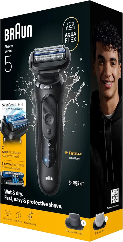 Braun Series 5 Electric Shaver for Men, Wet & Dry Foil Razor with Precision Trimmer, Body Groomer, Charging Stand, and Travel Case - Black 5155cs