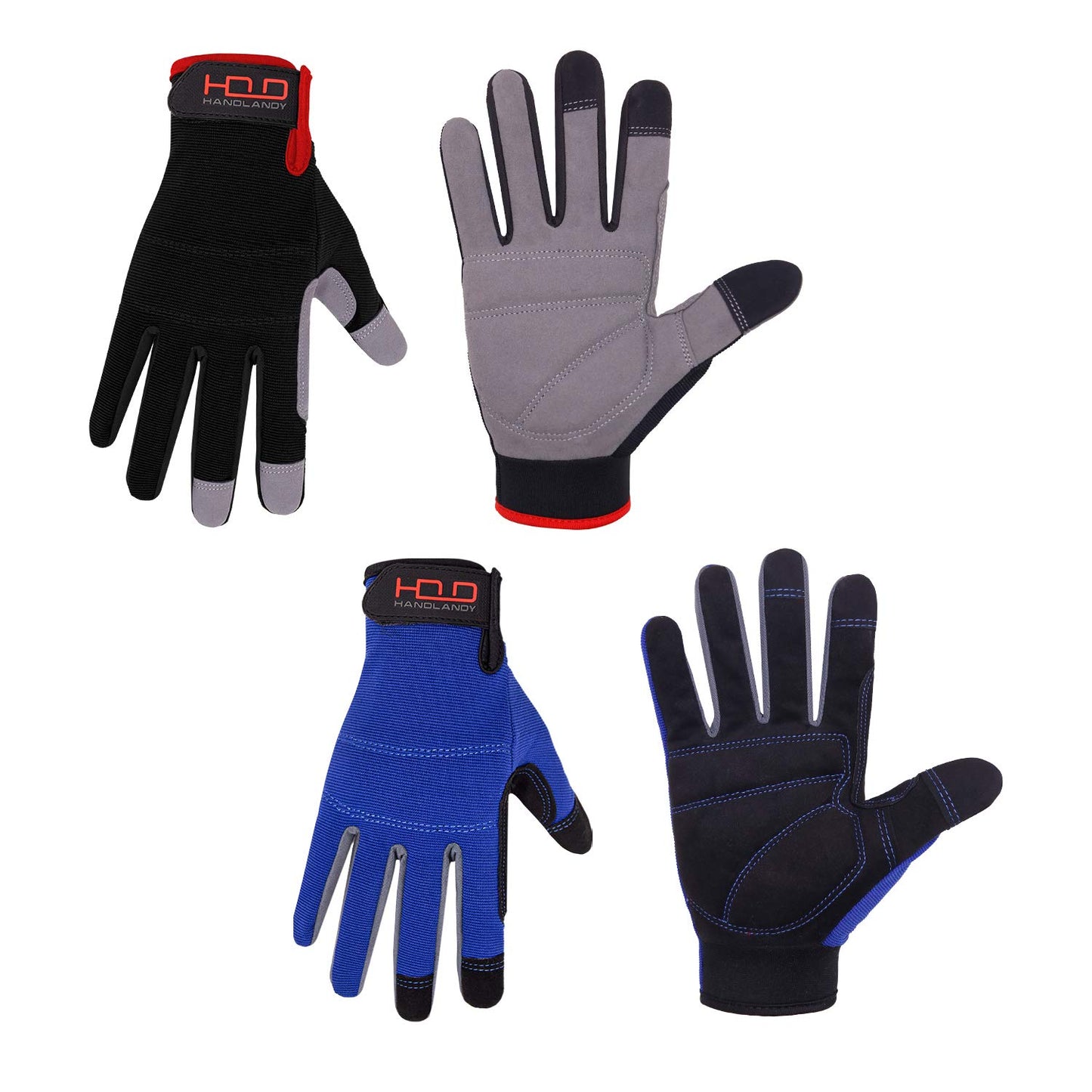 HANDLANDY Work Gloves for Men & Women, Utility Mechanic Working Gloves Touch Screen, Flexible Gardening Gloves for Yard