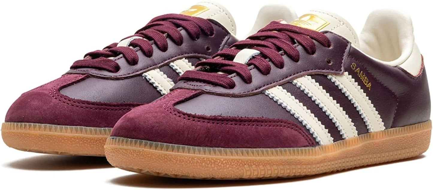 adidas Samba OG Maroon Gold Metallic Burgundy Women's 7