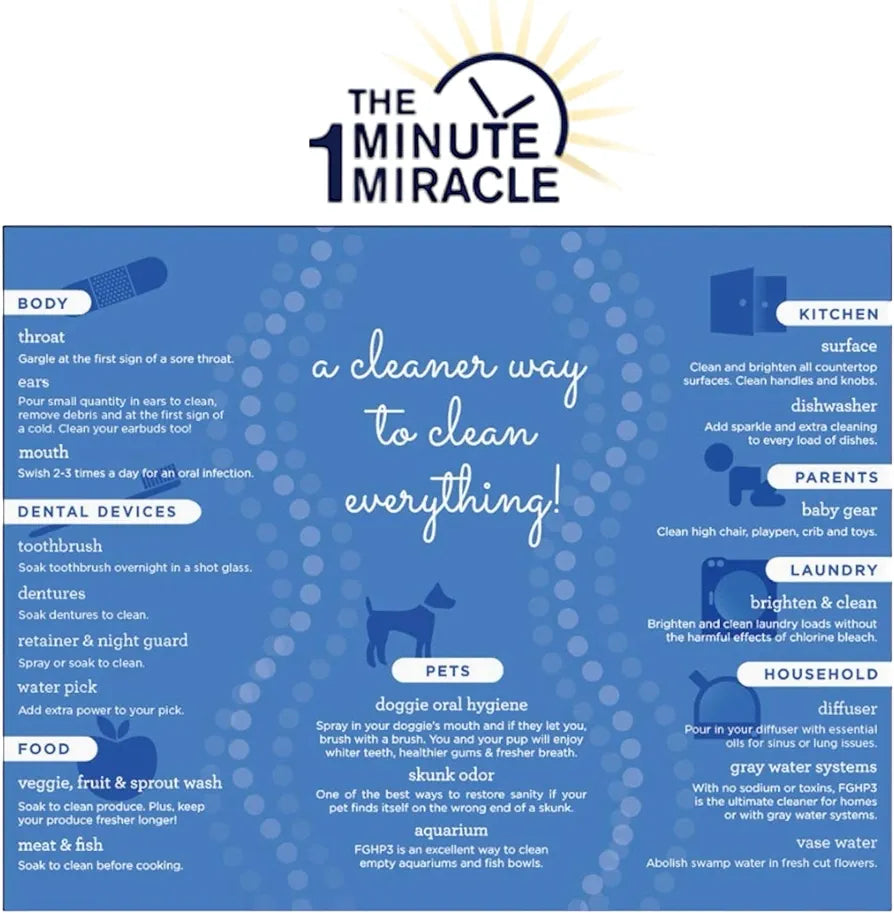 The One Minute Miracle - 12% Hydrogen Peroxide Medical Food Grade and The One Minute Cure Book