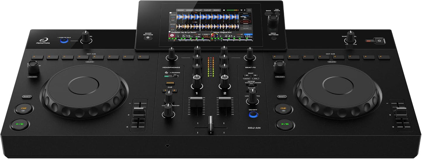 AlphaTheta XDJ-AN 2-Channel All-in-One DJ System, Touchscreen, Wi-Fi | For DJs stepping up from a controller, 2-channel standalone all-in-one, 7-inch touchscreen, SonicLink, Wi-Fi, streaming
