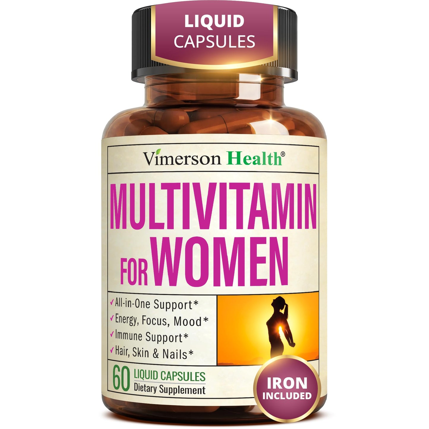 Vimerson Health Multivitamin for Men: Methylated B Vitamins, Chelated Minerals and Bioavailable D3 for Focus and Energy Support – Daily Mens Multivitamins and Multiminerals – 60 Capsules