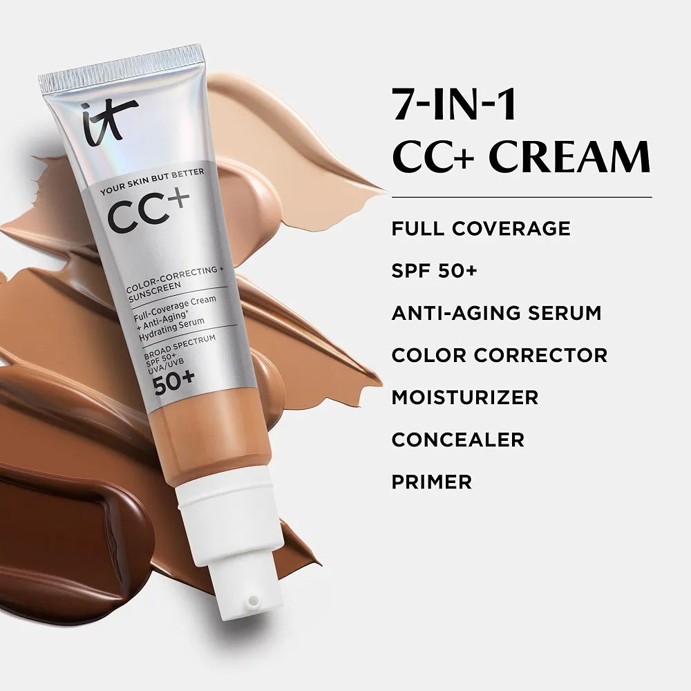 IT Cosmetics CC+ Cream Full Coverage Foundation with SPF 50+, Color Correcting Serum, and Anti-Aging Benefits