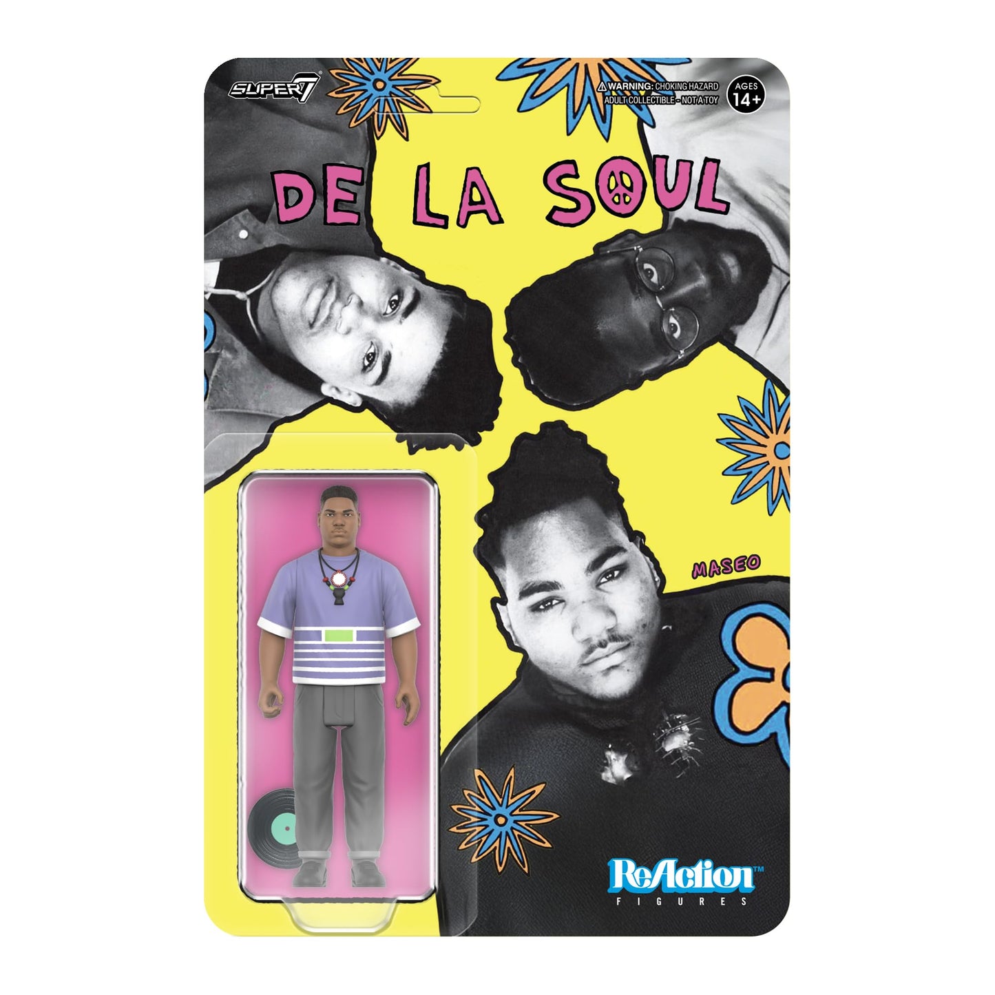 Super7 Reaction Figure De La Soul David Trugoy the Dove Jolicoeur (Me, Myself & I) - 3.75" De La Soul Action Figure with Accessory - Hip Hop Collectibles and Retro Toys