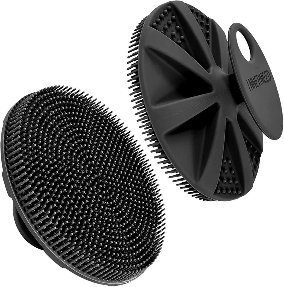 INNERNEED Food-Grade Soft Silicone Body Scrubber Shower Brush Handheld Cleansing Skin Brush, Gentle Exfoliating and Lather Well 