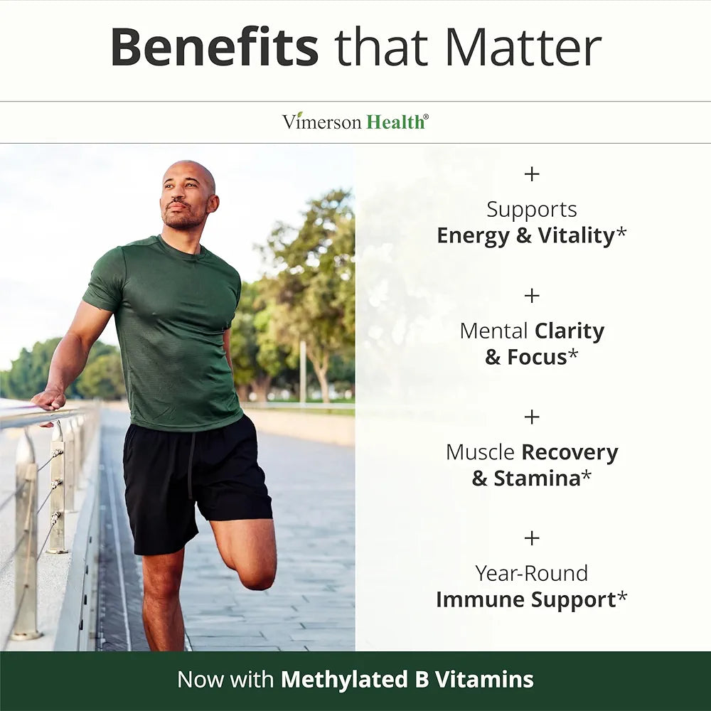 Vimerson Health Multivitamin for Men: Methylated B Vitamins, Chelated Minerals and Bioavailable D3 for Focus and Energy Support – Daily Mens Multivitamins and Multiminerals – 60 Capsules