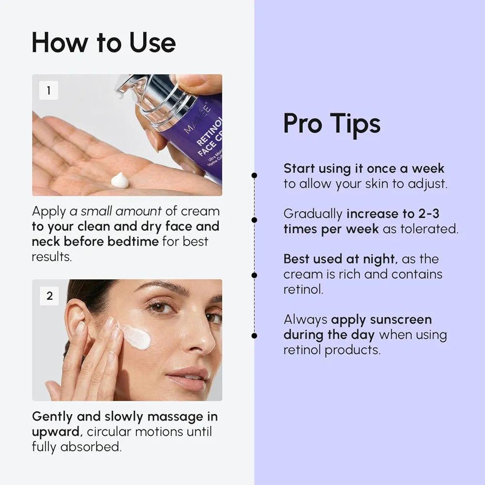 MAREE Retinol & Collagen Anti-Aging Face Moisturizer with Hyaluronic Acid for Dry Skin