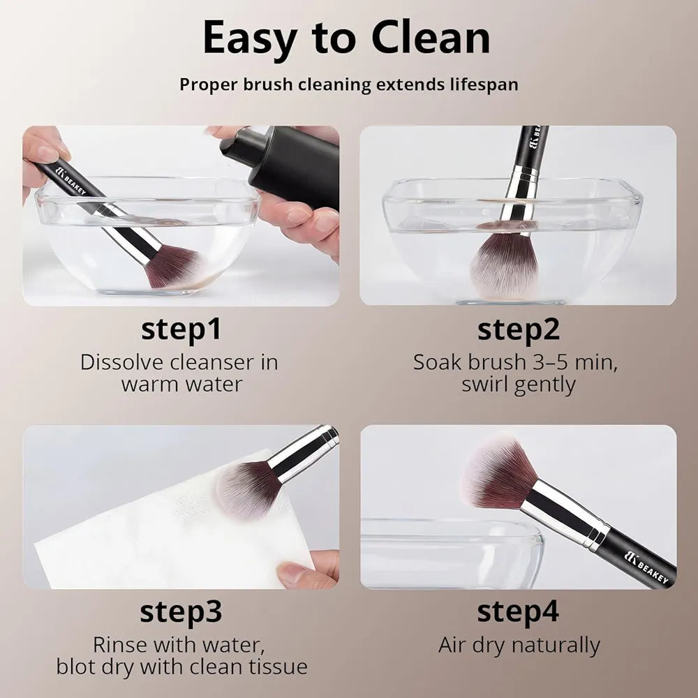 BEAKEY Professional 10-Piece Makeup Brush Set with 2 Blender Sponges and Travel Case