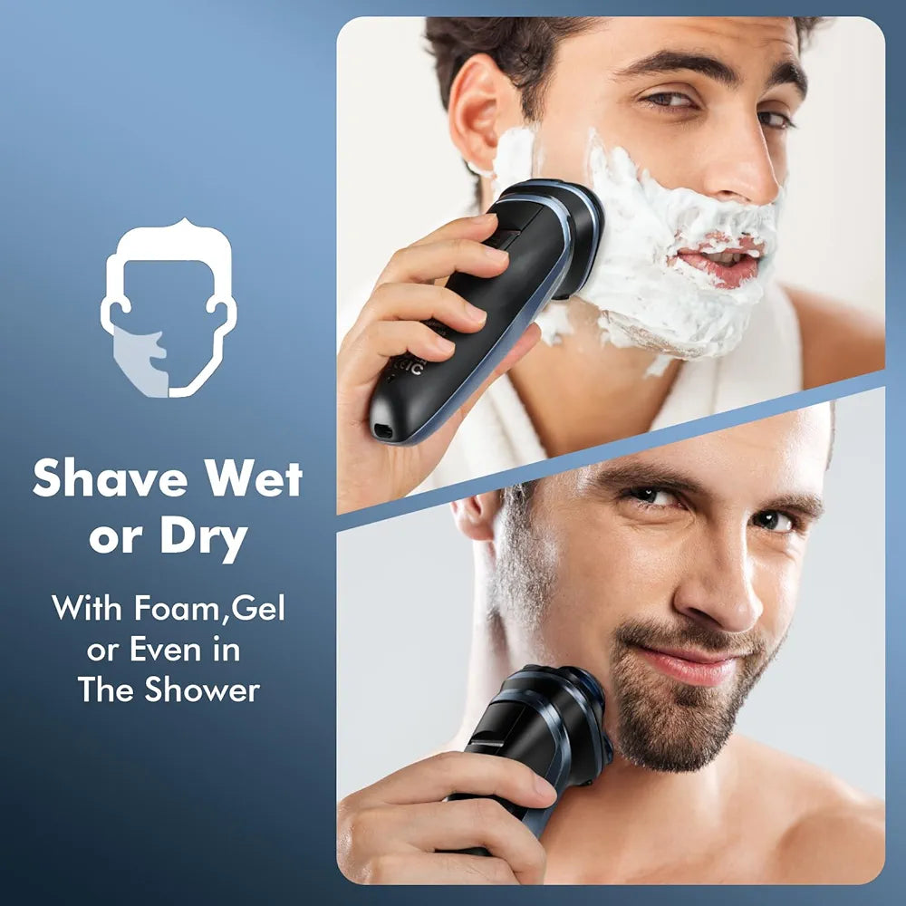 5D Floating Head Electric Travel Razor for Men - IPX7 Waterproof, USB-C Rechargeable, Wet & Dry Shaver