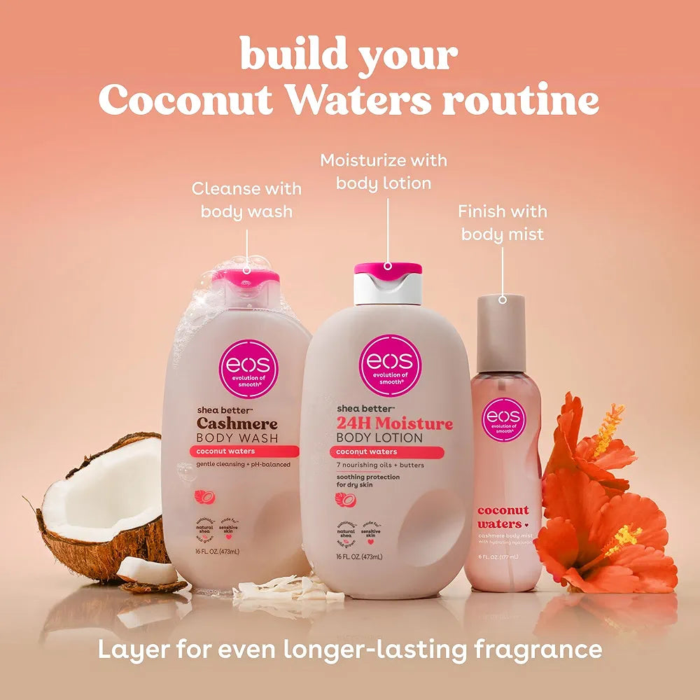 eos Shea Better Coconut Waters Body Lotion - 24-Hour Hydrating, Lightweight, Vegan Skin Care - 16 fl oz