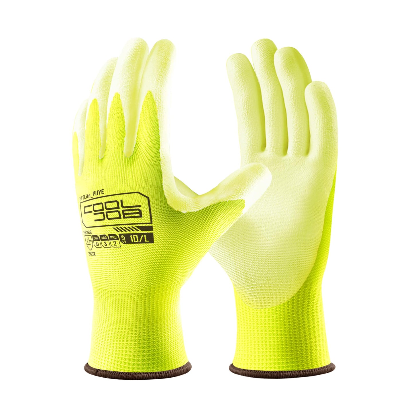 COOLJOB 12/60 Pairs Safety Work Gloves Pack Bulk with Grip PU Coating | Breathable Lightweight Gloves with Polyurethane Dipped for Men Women, 13 Gauge Seamless Knit Thin Gloves, Blue Large