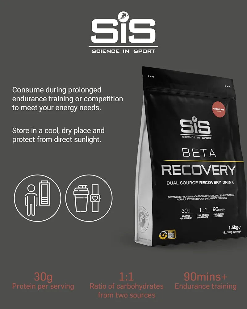 Science in Sport BETA Recovery - Dual-Source Carbohydrate Blend for High-Intensity Exercise - 30g Whey Protein Powder - Muscle Refuel - Sports Nutrition - Chocolate Flavor - 52 Oz
