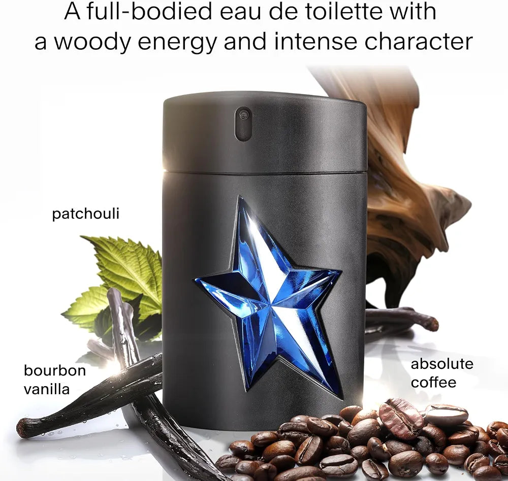 Mugler A*Men Eau de Toilette for Men - Woody Ambery Fragrance with Patchouli and Coffee Notes