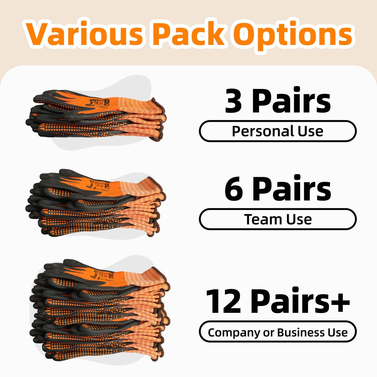 Schwer 3/6/12 Pairs Safety Work Gloves, MicroDot Abrasion & Grip, LT5619, L | Certified to Level 6 Abrasion, Strong Grip, Microfoam Nitrile Coated, Touchscreen, 3D-Comfort, A1 Cut Resistant, Gardening