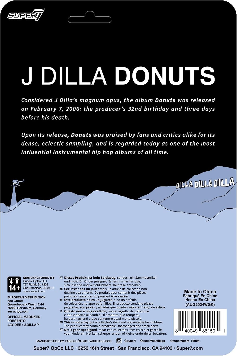 Super7 J Dilla Donuts Album Cover - 3.75" J Dilla Action Figure with Accessories Hip Hop Collectibles and Retro Toys