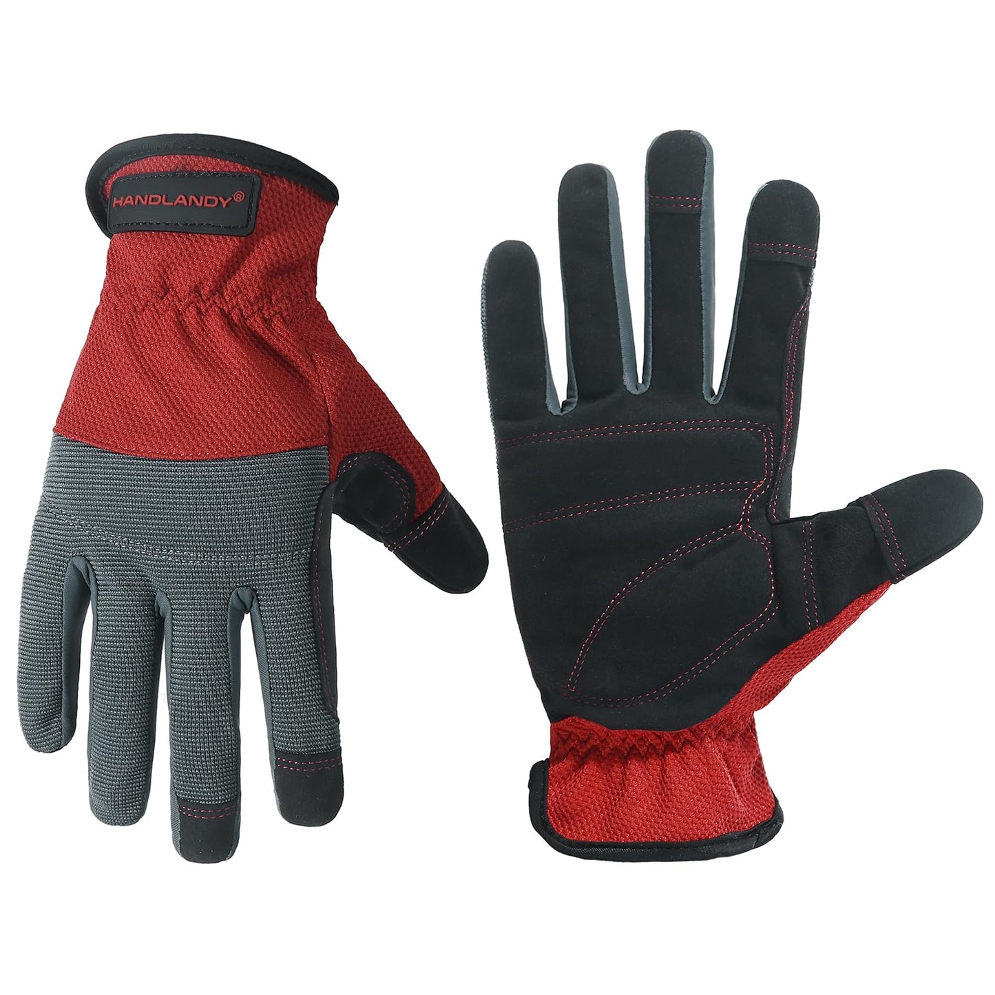 HANDLANDY Work Gloves for Men & Women, Utility Mechanic Working Gloves Touch Screen, Flexible Gardening Gloves for Yard