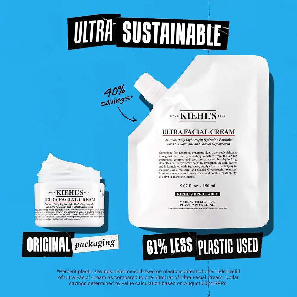 Kiehl's Ultra Facial Cream, with 4.5% Squalane to Strengthen Skin's Moisture Barrier, Skin Feels Softer and Smoother, Long-Lasting Hydration, Easy and Fast-Absorbing, Suitable for All Skin Types