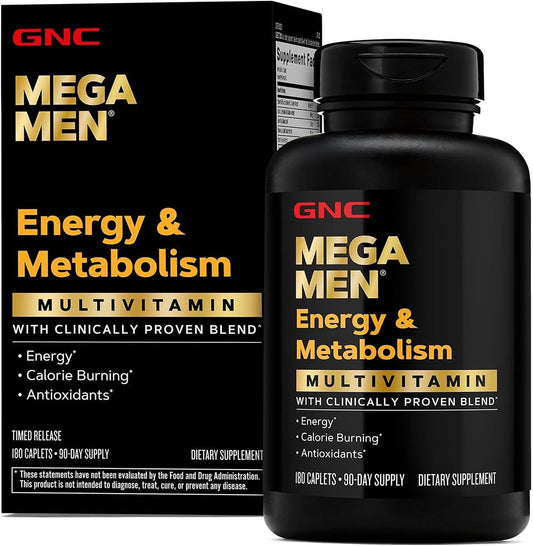 GNC Mega Men Energy & Metabolism Multivitamin for Men | Antioxidants and Increased Calorie Burning | 180 Count