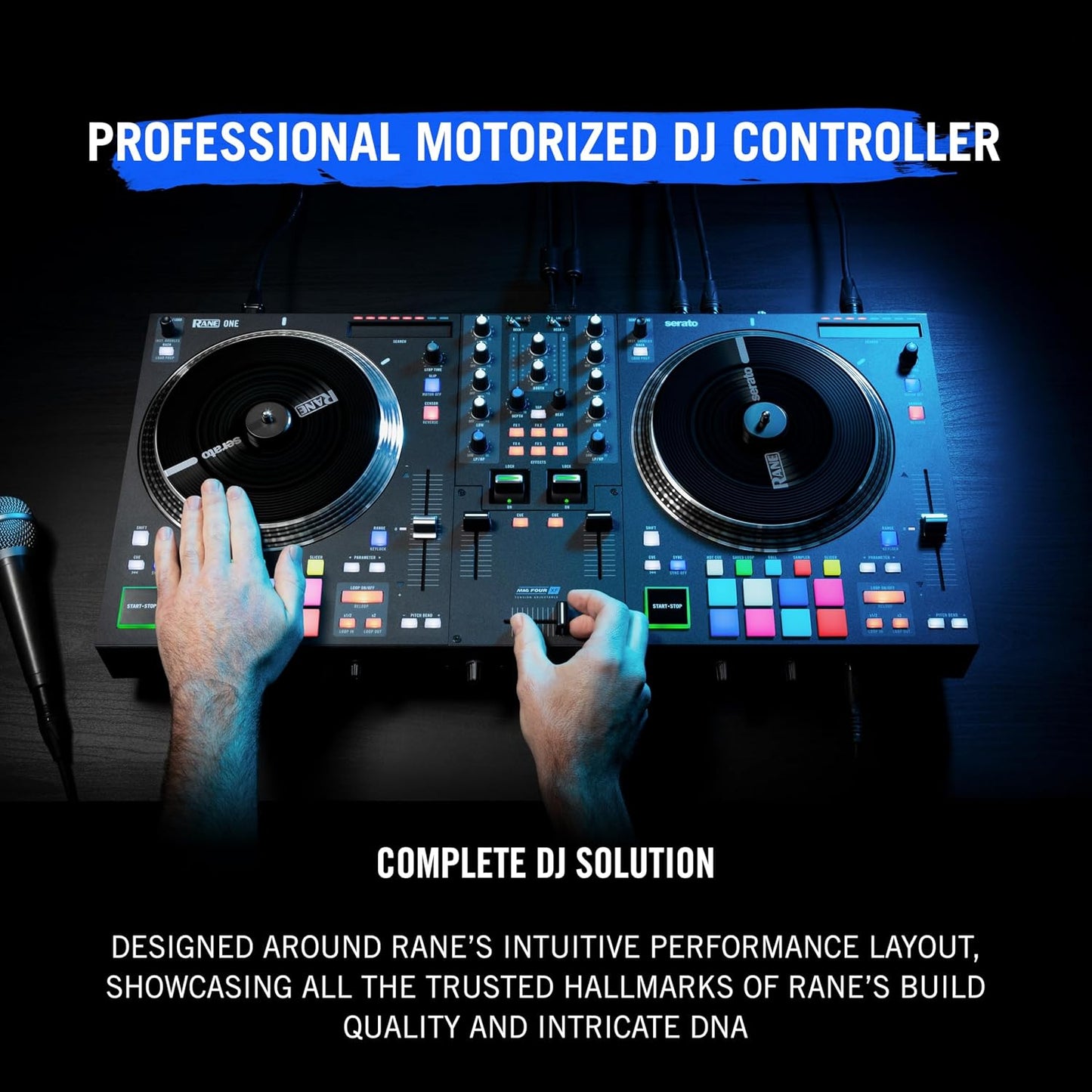 RANE SYSTEM ONE All-in-One Standalone Motorized DJ Controller with Engine DJ OS, Seamless Mixing on 2 Decks, Stems FX, Serato DJ Pro, XLR Outputs